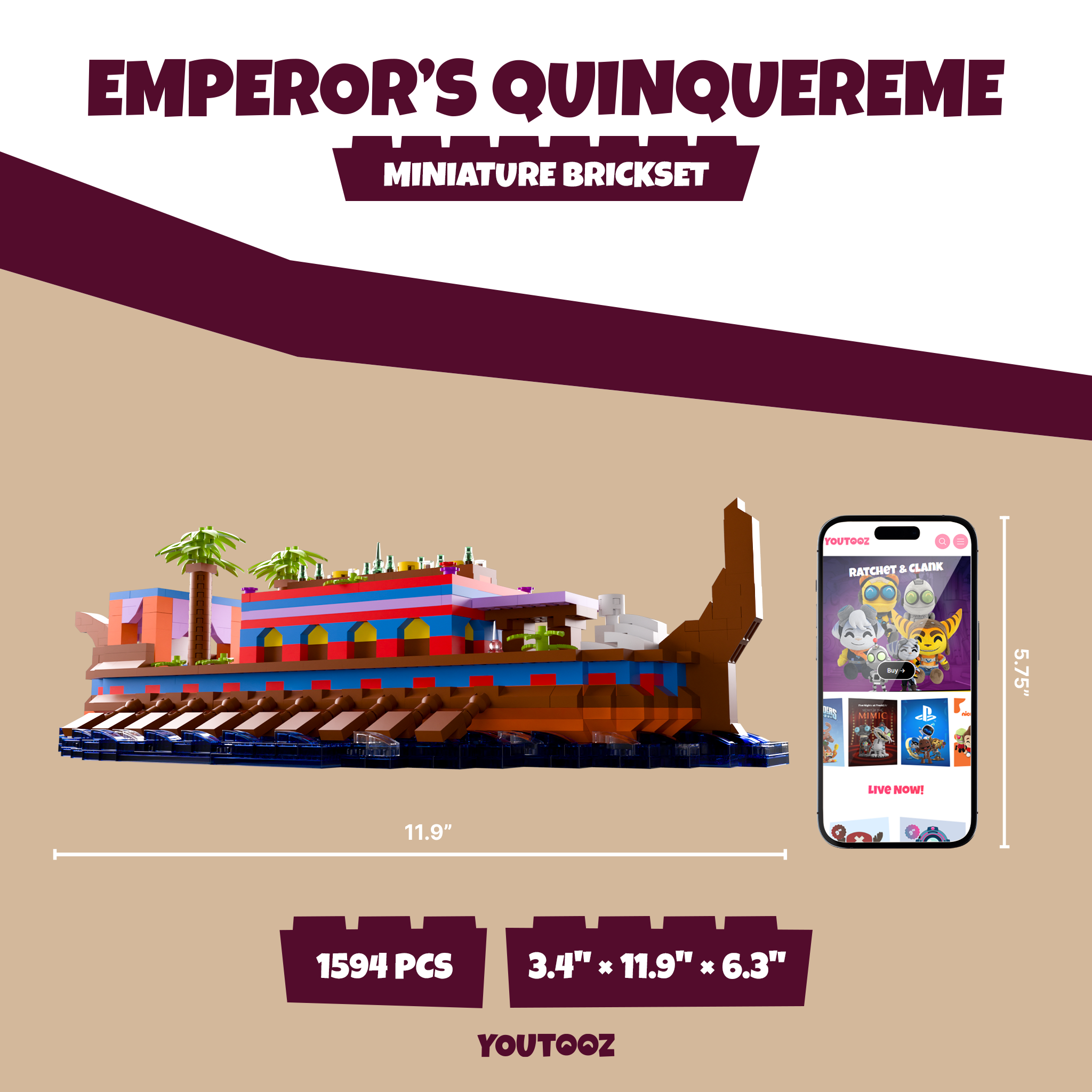 Alternative view of The Emperor’s Quinquireme Brickset